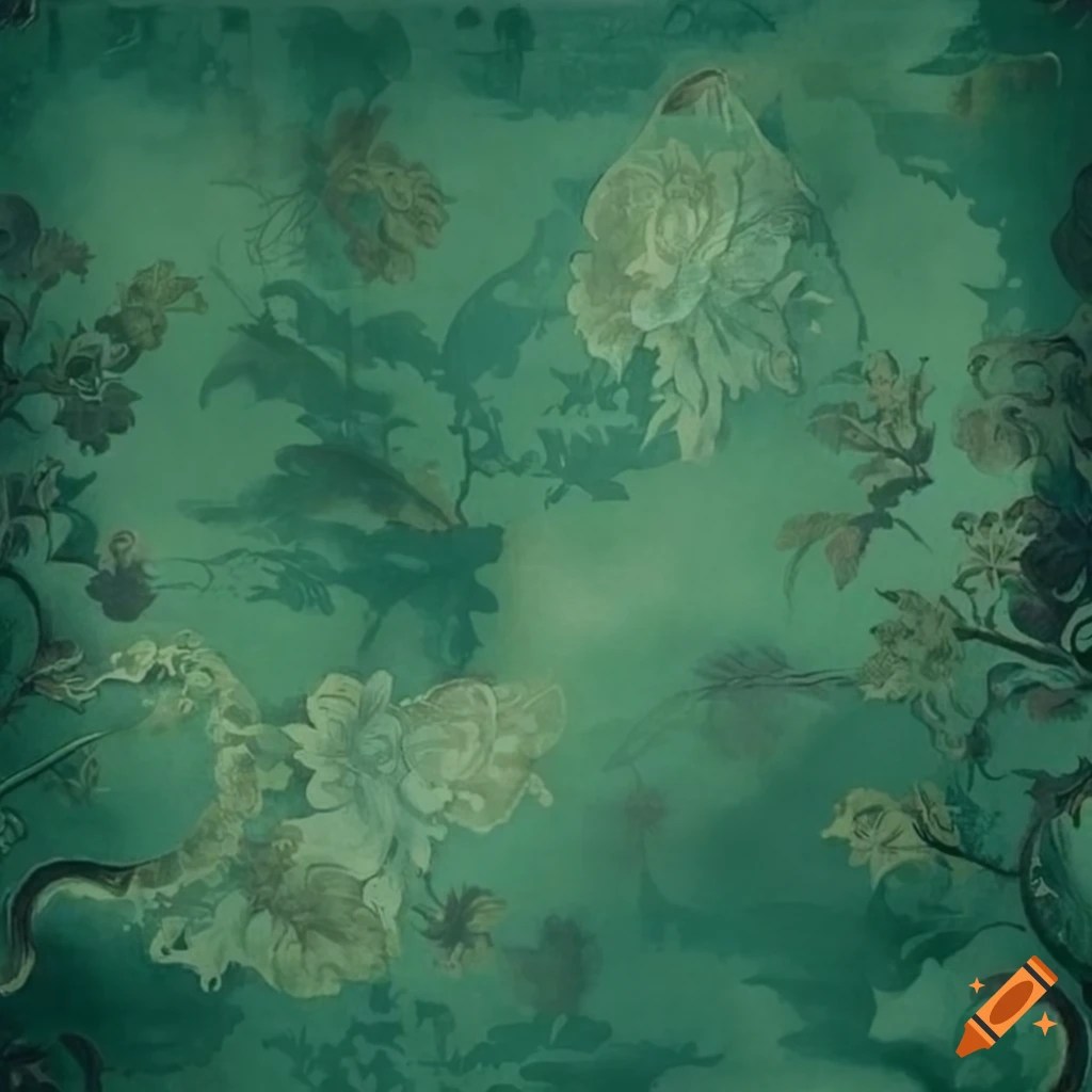 Green antique wallpaper pattern on Craiyon
