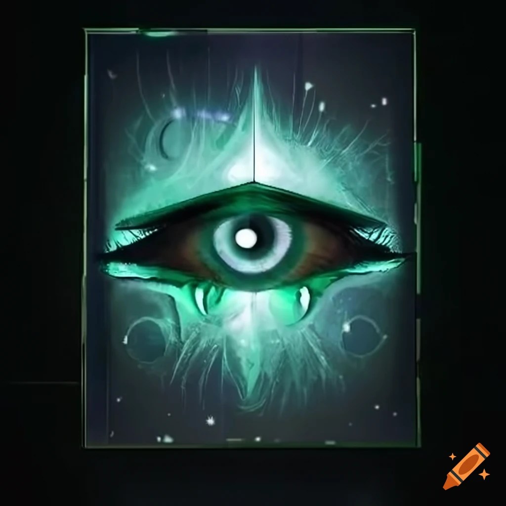 Surreal image of a green cube in space