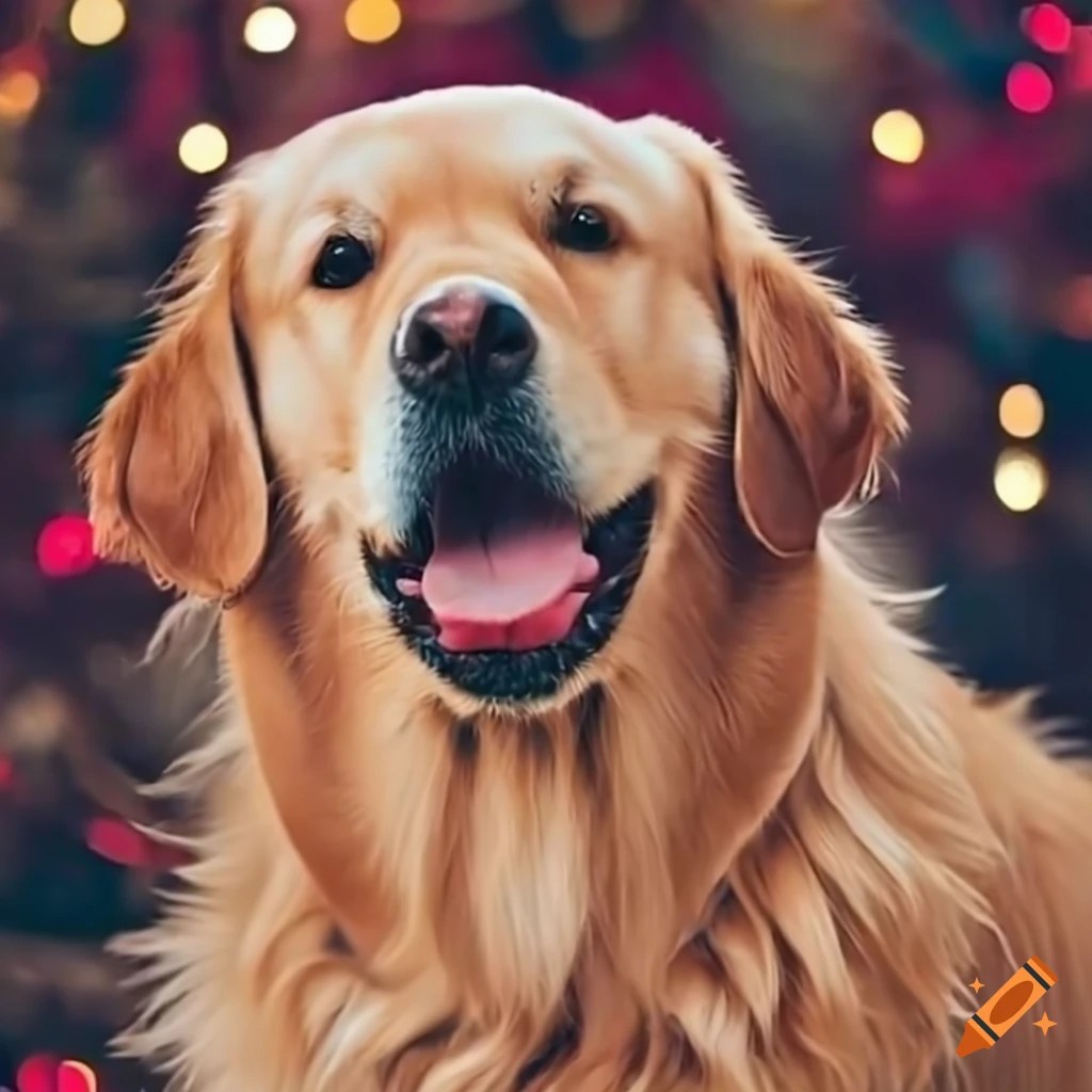 Golden retriever enjoying christmas in rhode island on Craiyon
