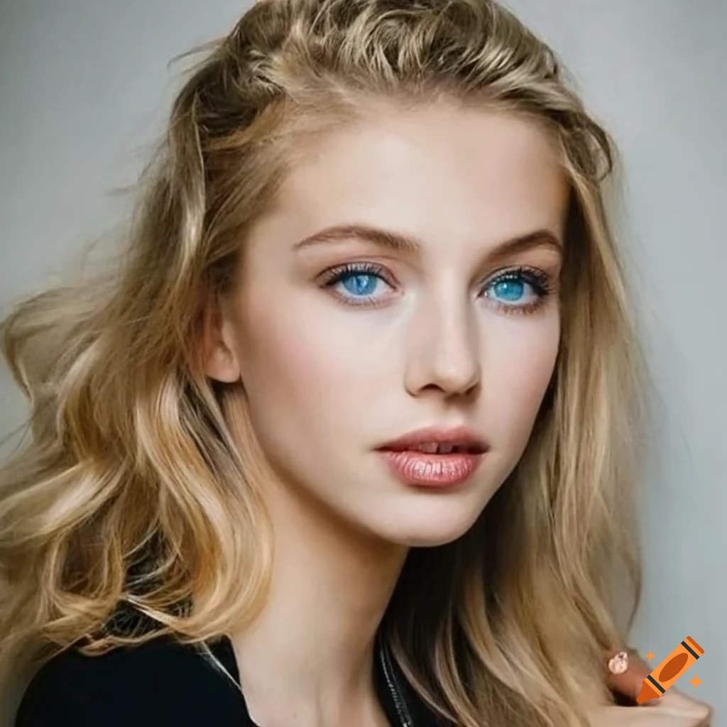 Attractive girl with blonde hair and blue eyes on Craiyon