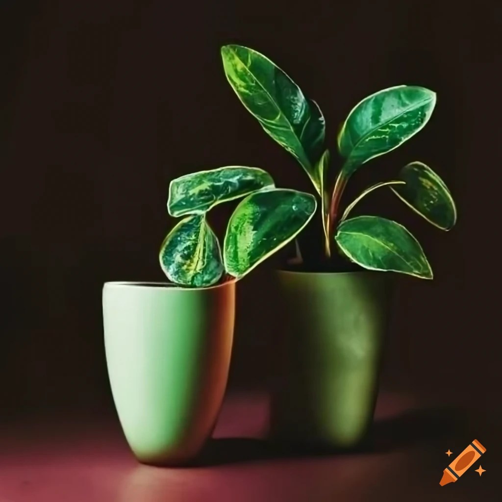 House plants in various pots on Craiyon