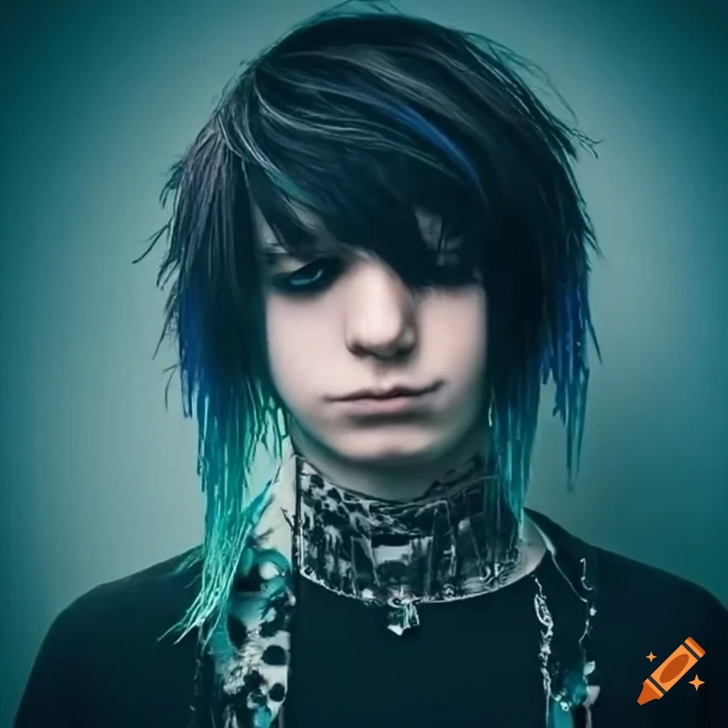 Emo boy with fringe hanging over his eyes on Craiyon