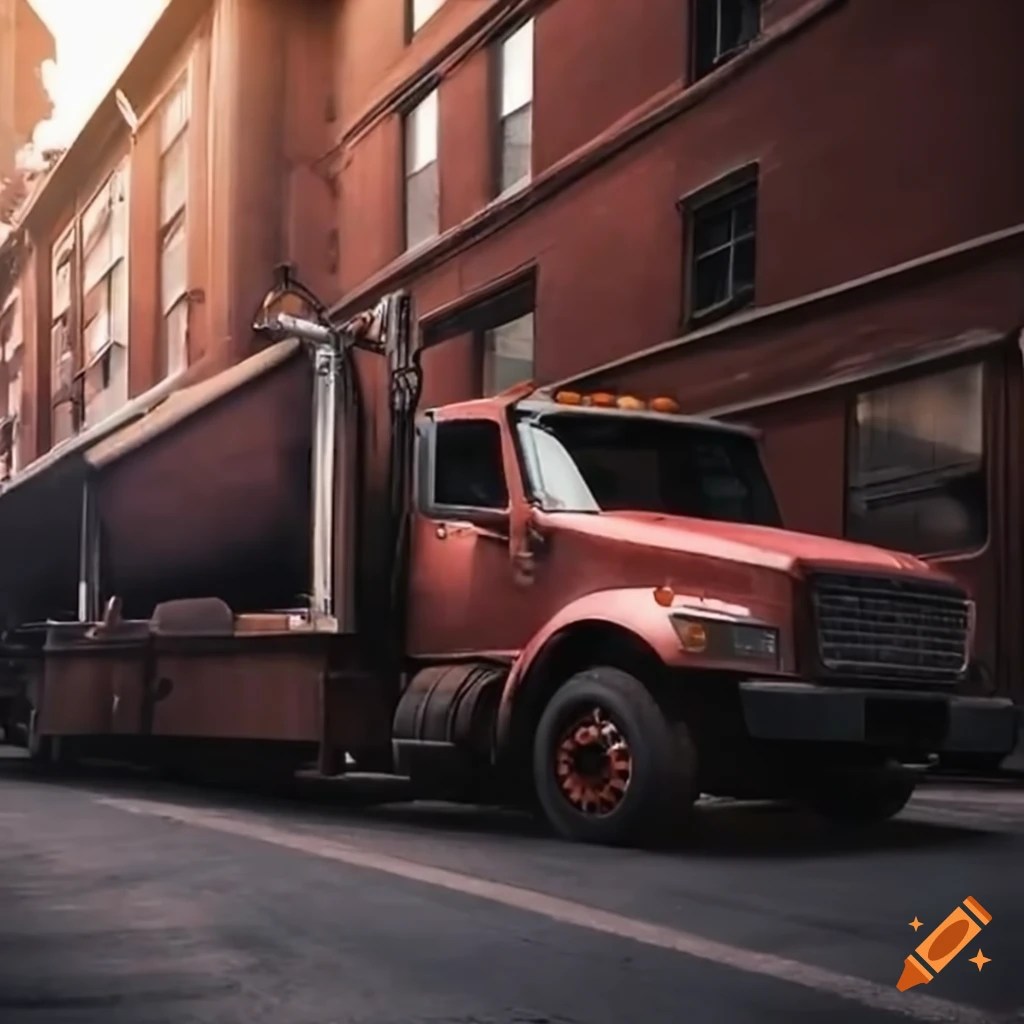 Junk removal truck in urban setting on Craiyon