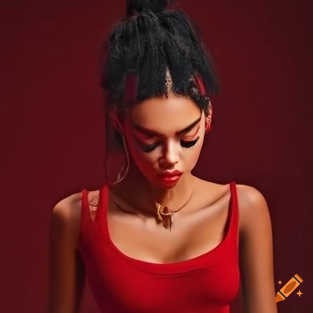 Stylish red skinny jeans and crop top