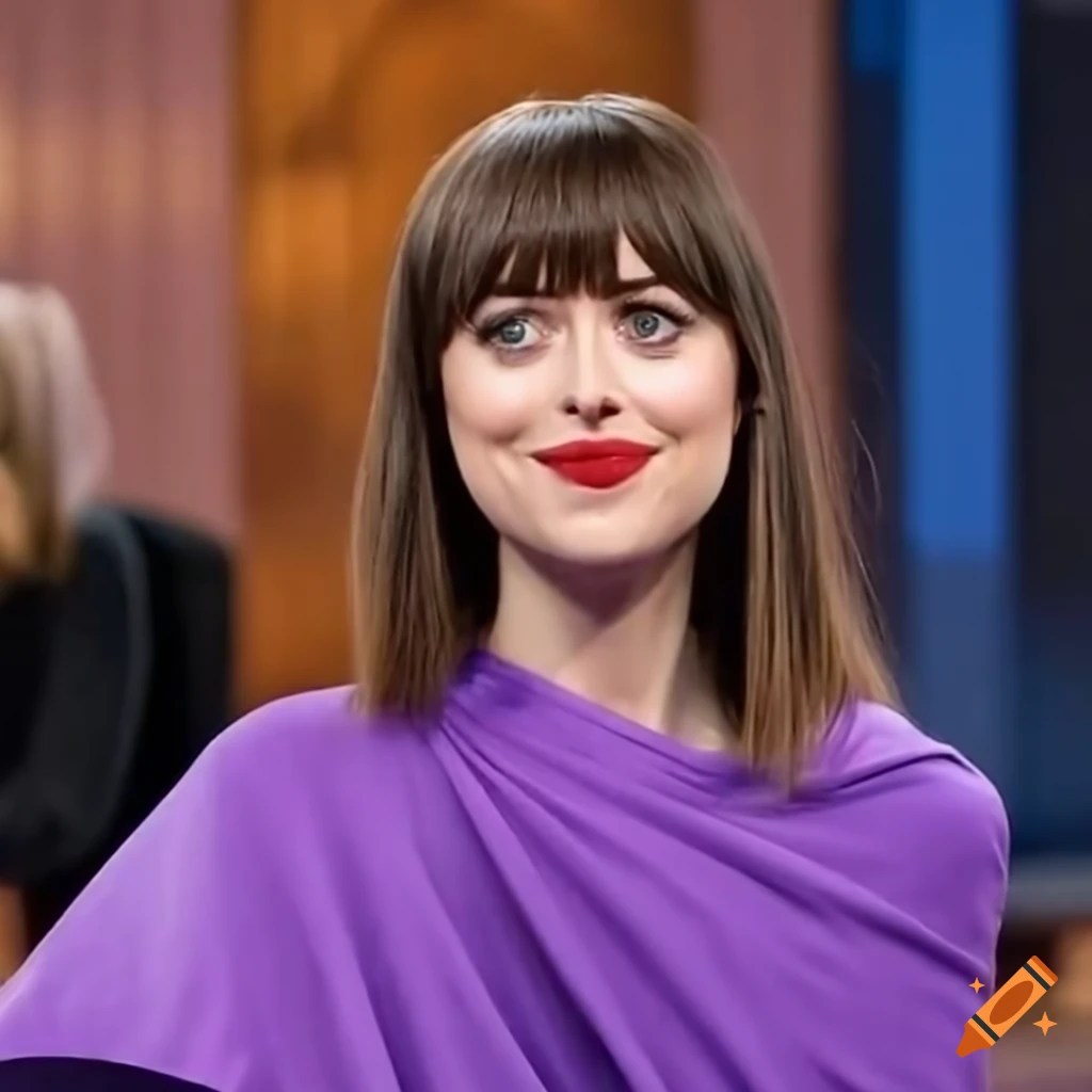 Dakota johnson getting her hair cut on a talk show set