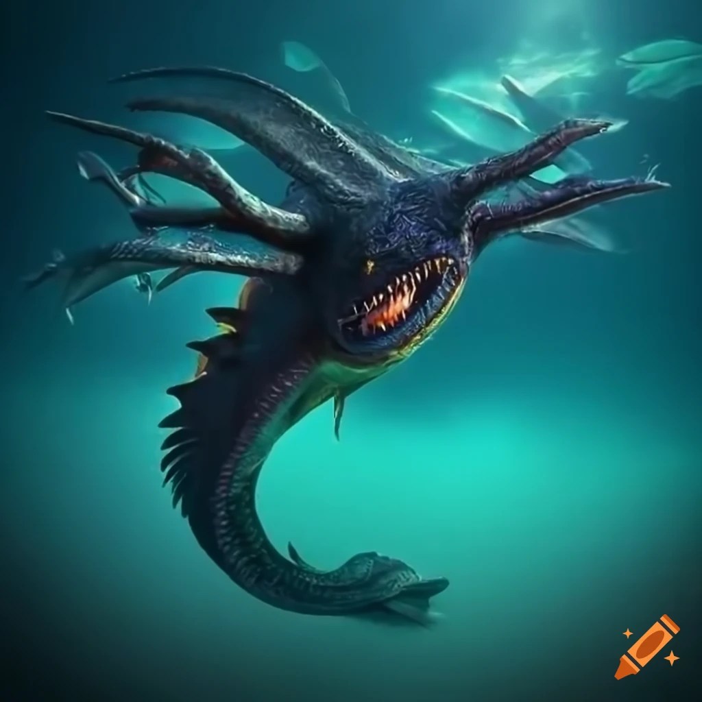 Realistic depiction of a shadow leviathan from subnautica below zero