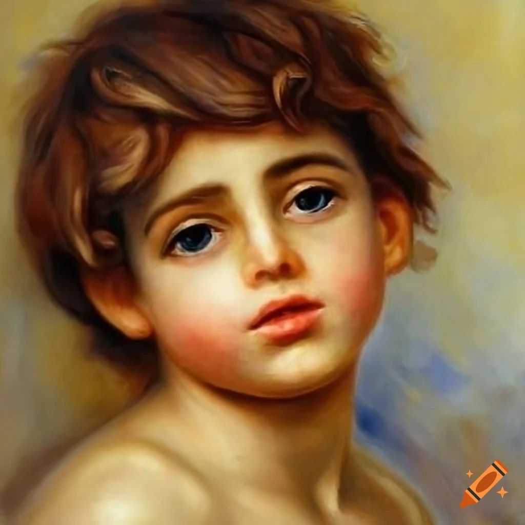 Oil painting of a confident and joyful young boy on Craiyon
