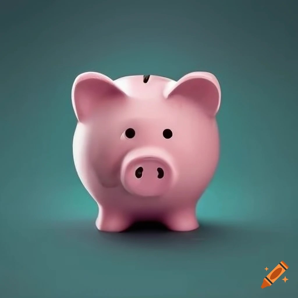 Piggy bank full of money on Craiyon