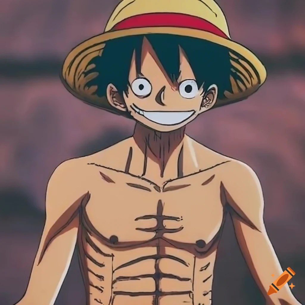 Colorful image of luffy wearing his iconic straw hat on Craiyon