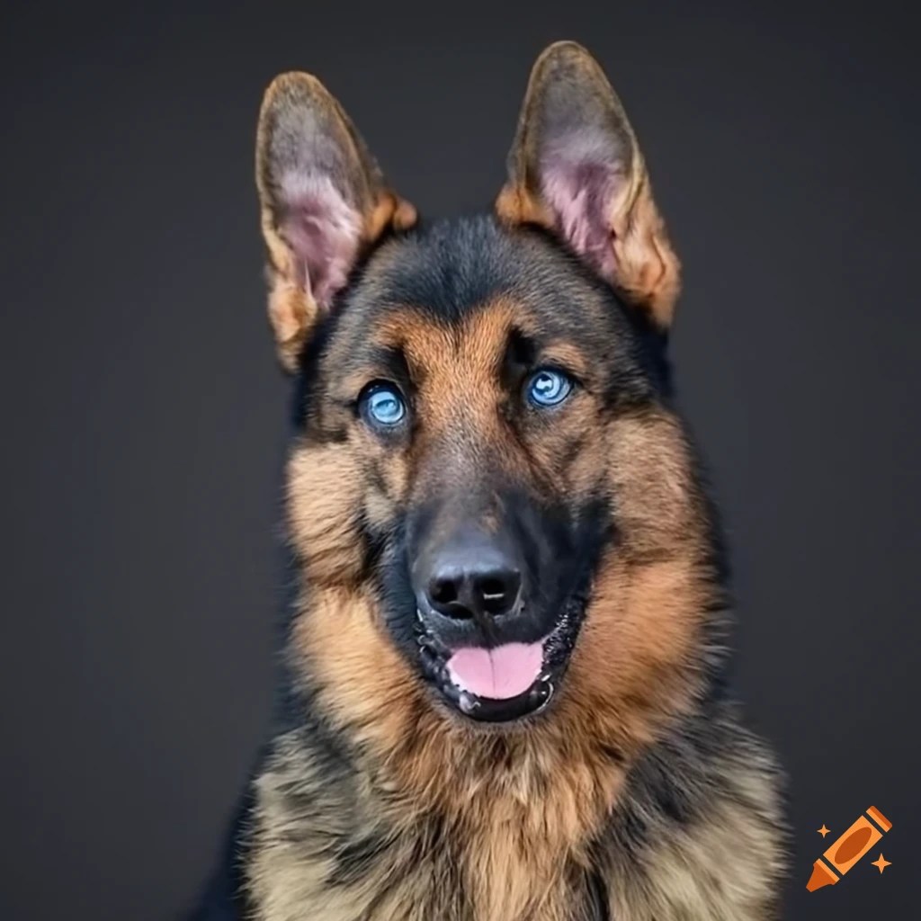 German shepherd with blue eyes on Craiyon