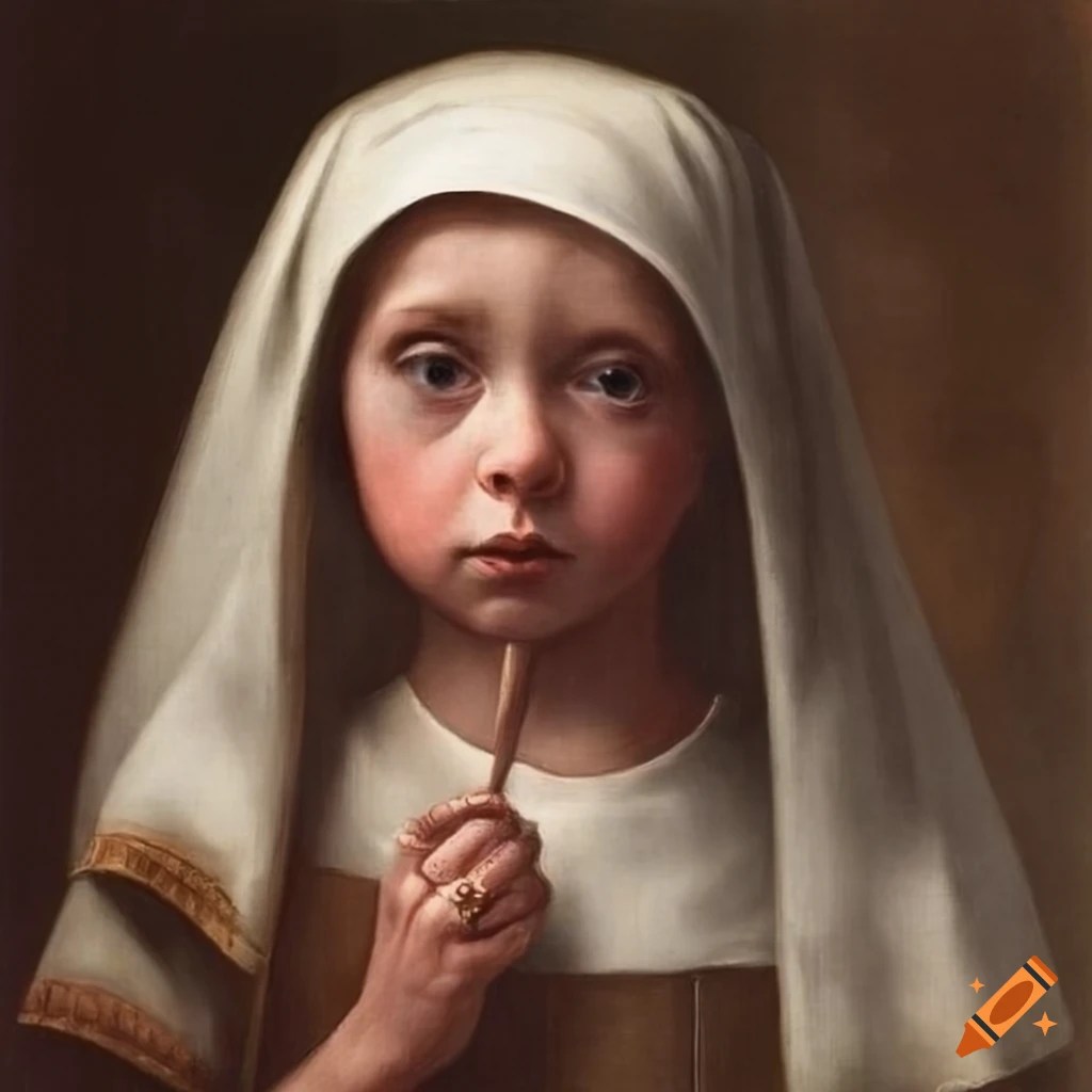 Artwork of a child eating insects by candlelight