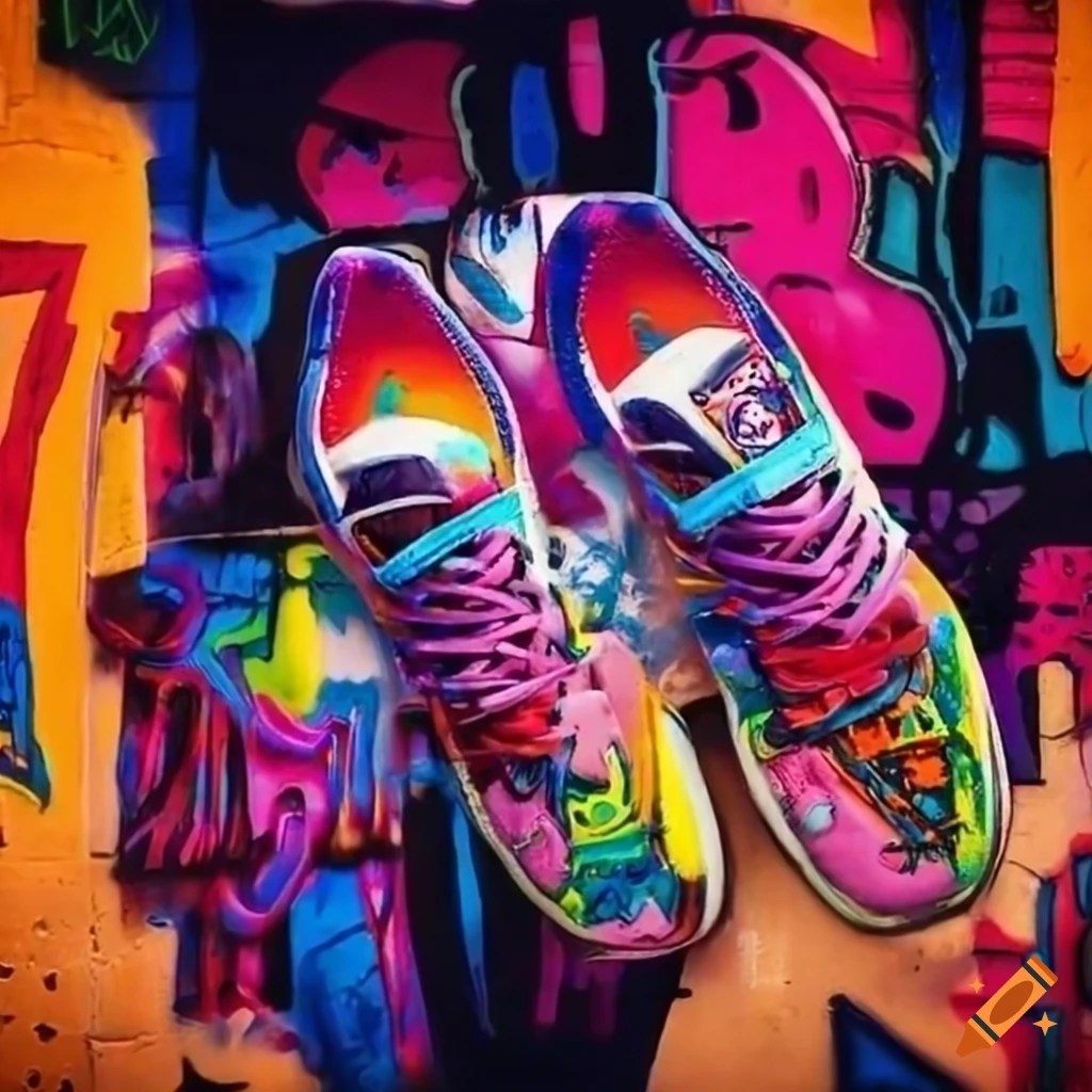 Colorful graffiti art of old adidas retro shoes