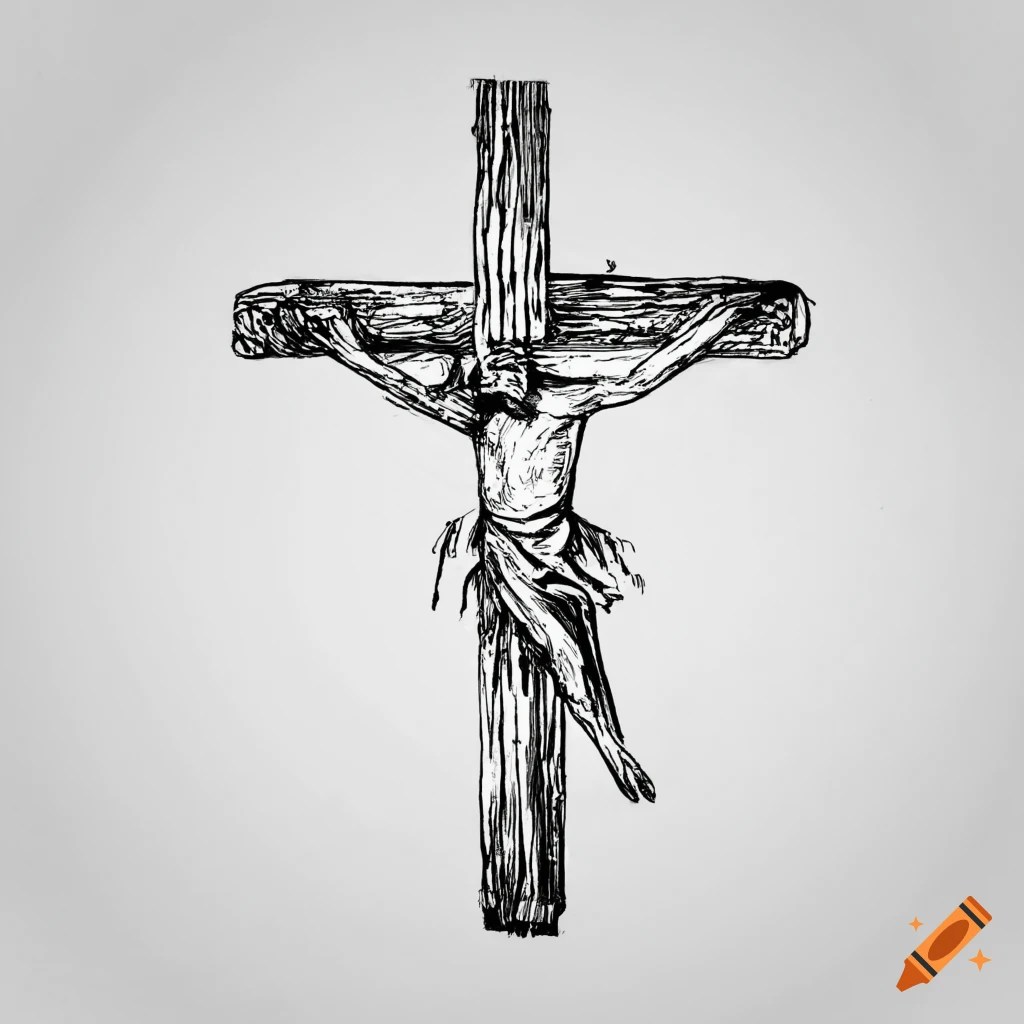 Sketch of jesus on the cross on Craiyon