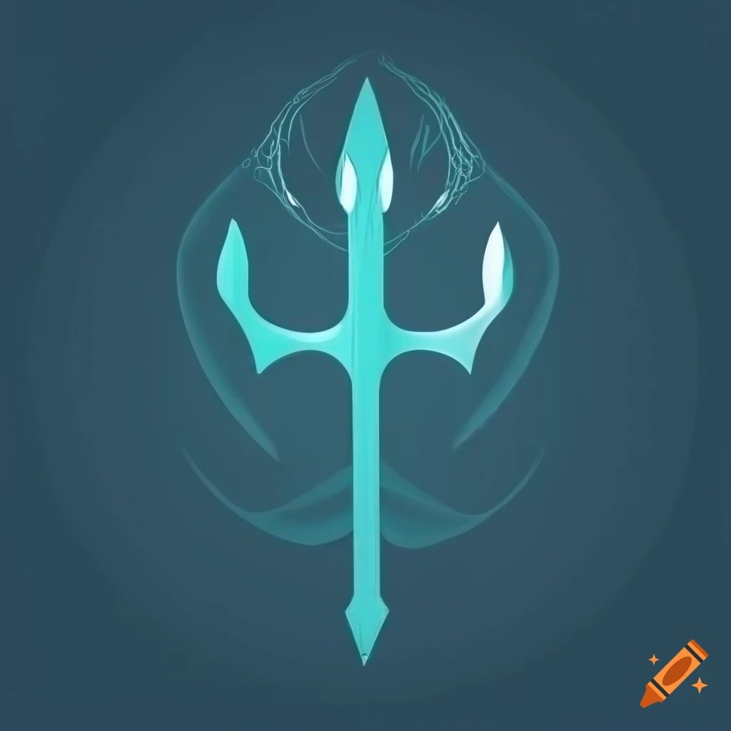 Minimalistic trident symbol with wave background on Craiyon