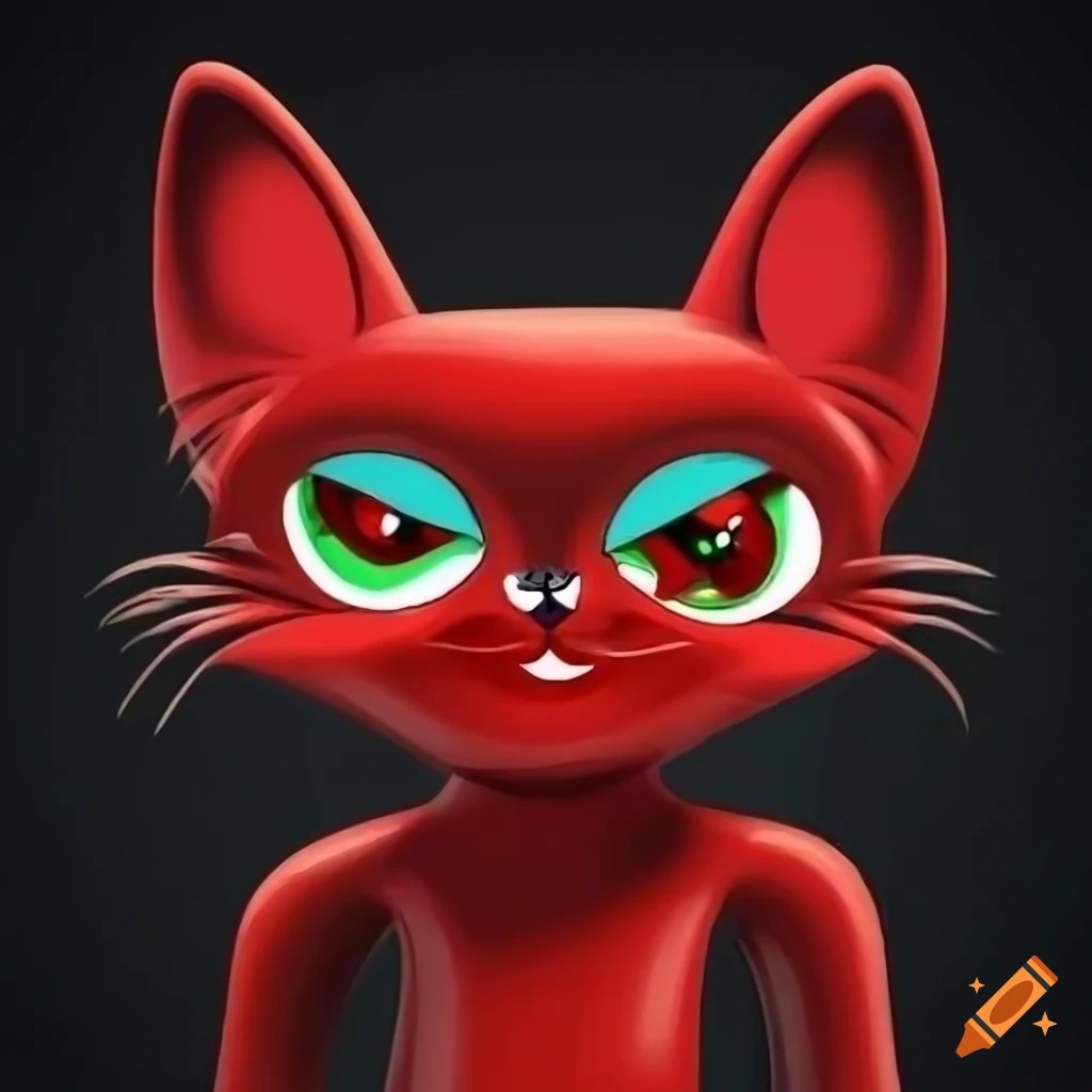 Cartoon red cat with attitude on black background