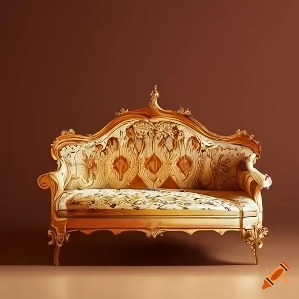 Elegant sofa with peacockinspired pattern