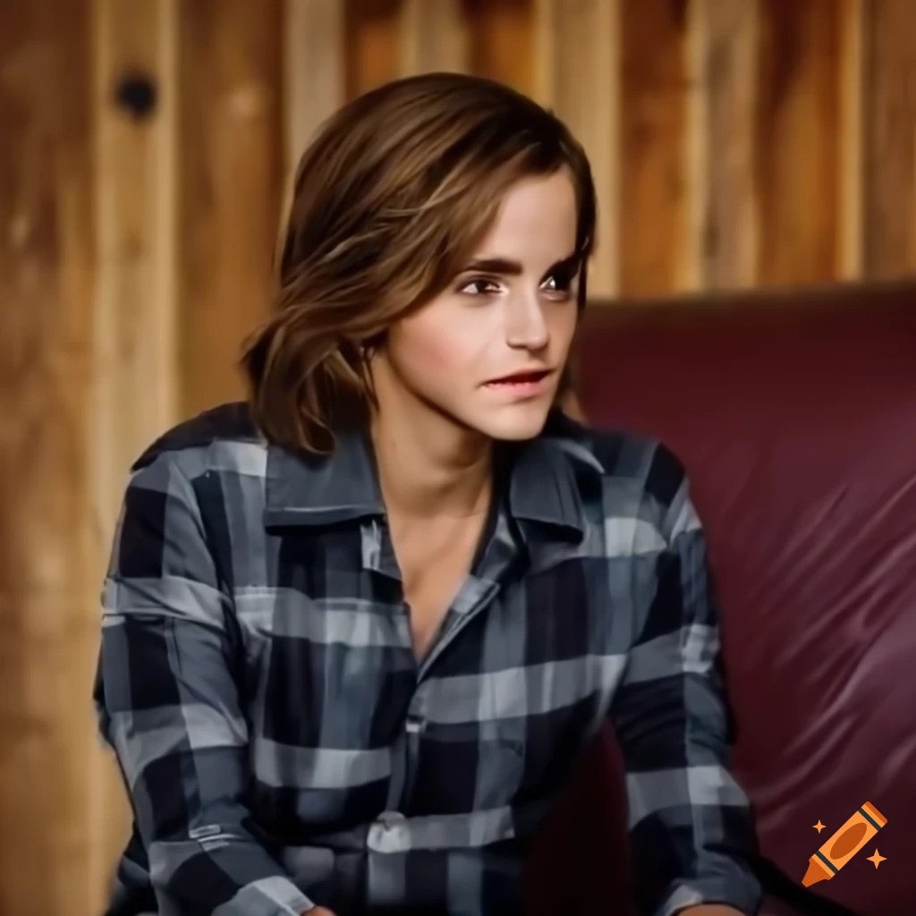 Closeup of a young woman sitting on a leather sofa on Craiyon