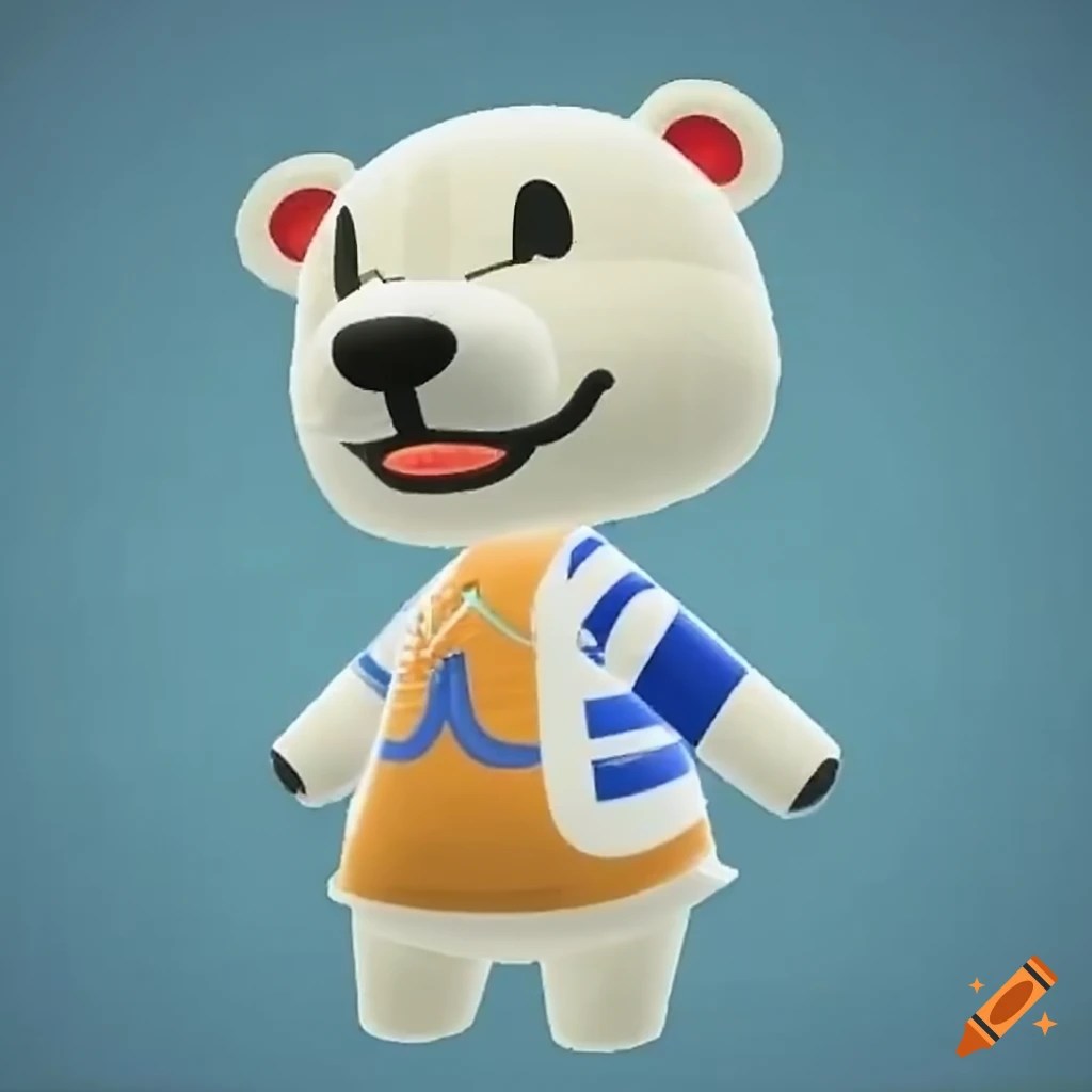 Polar bear character in animal crossing game on Craiyon
