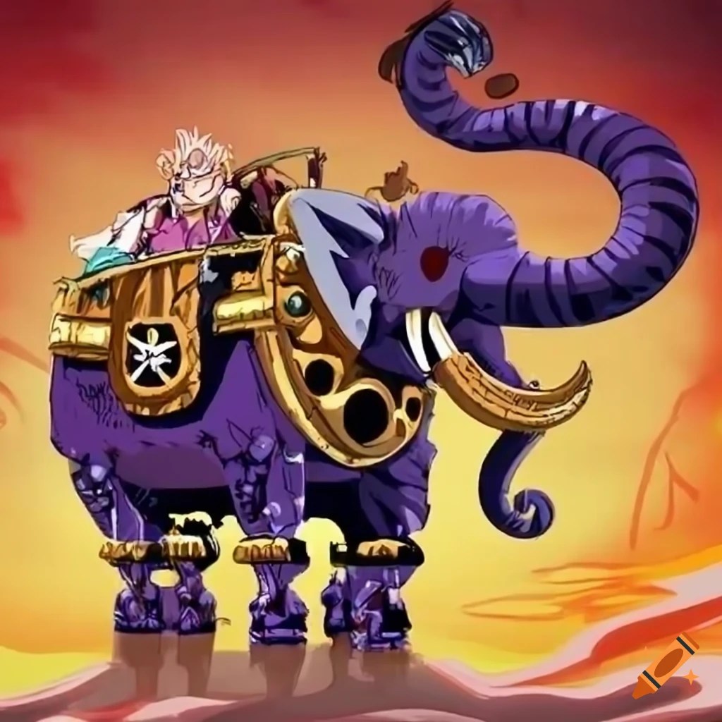 Mechanical elephant in the style of one piece on Craiyon