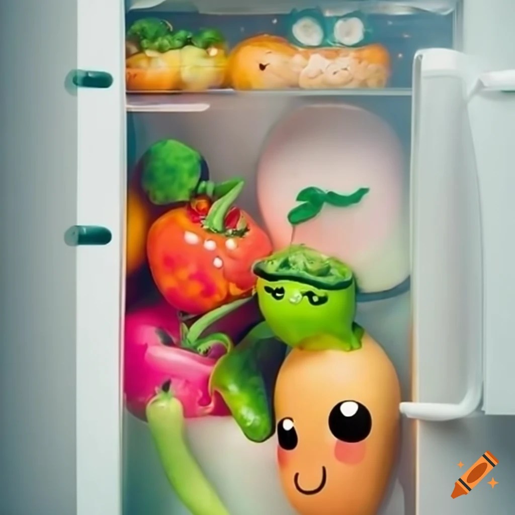 Cute vegetables in a fridge