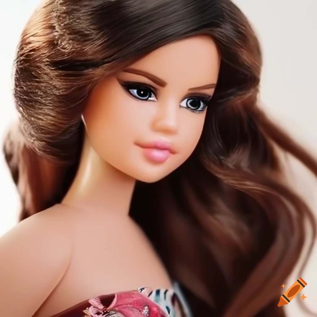 Selena gomez as a high quality barbie doll in 8k resolution on Craiyon