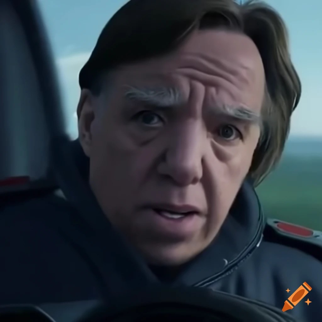 Scene from a low budget action movie with a man driving a porsche on