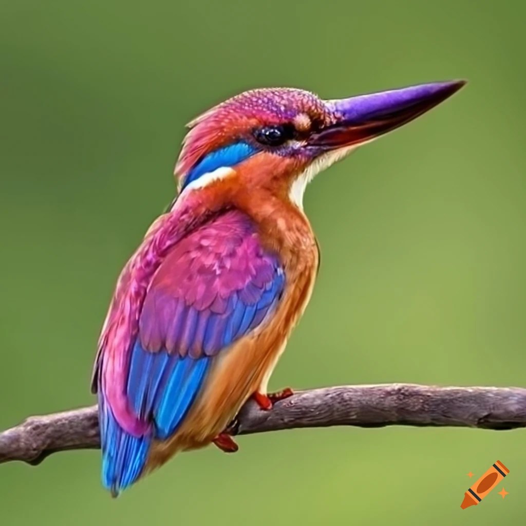 Pink kingfisher bird on Craiyon