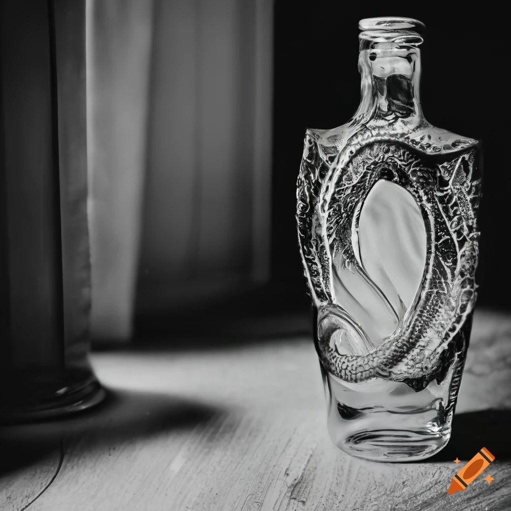 Dragonscaled glass rum bottle on Craiyon