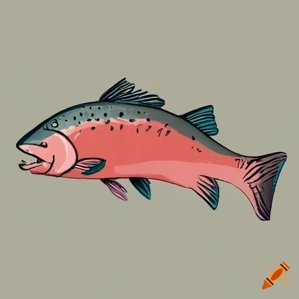 Minimal drawing of a salmon on Craiyon