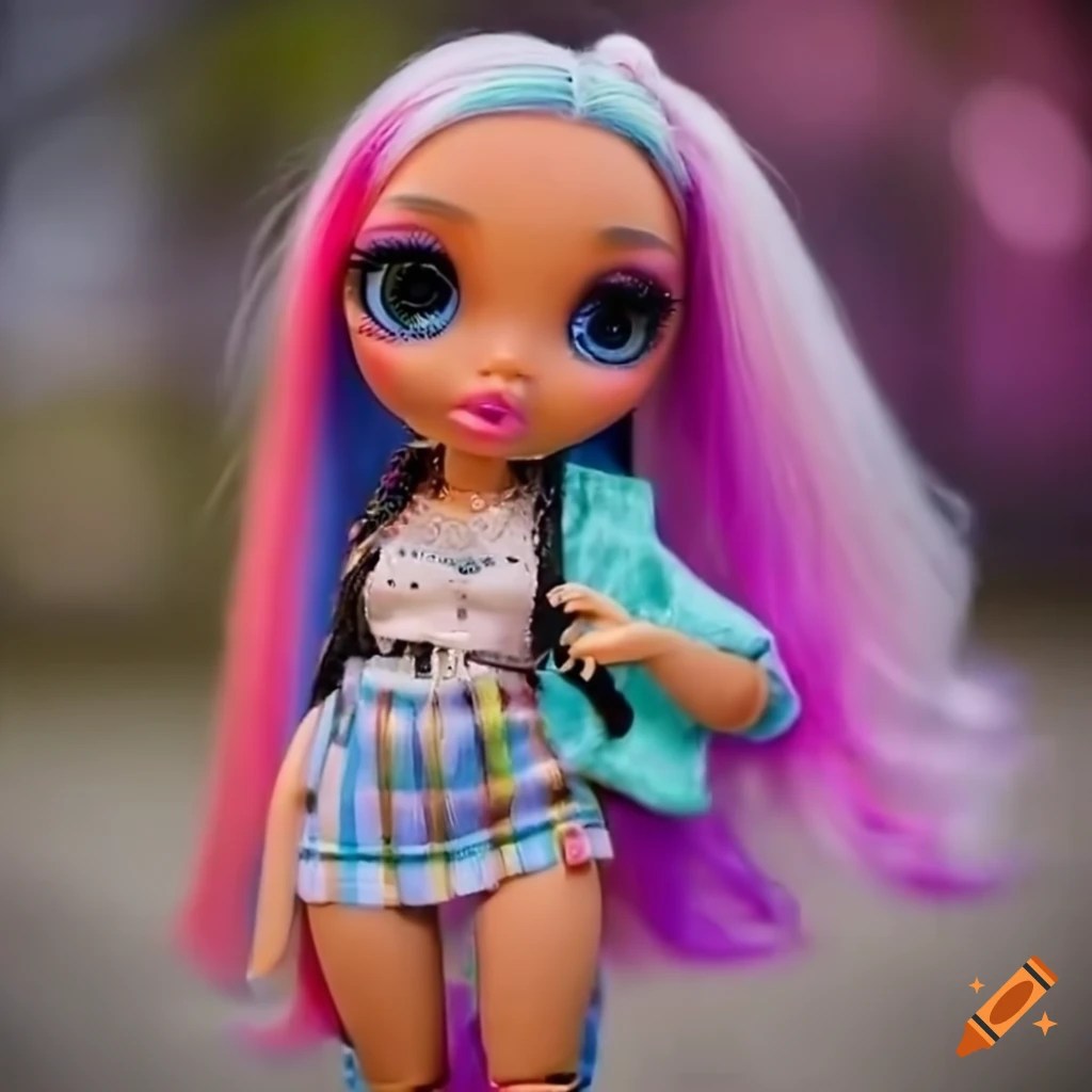 Colorful rainbow high dolls in cute commercials on Craiyon