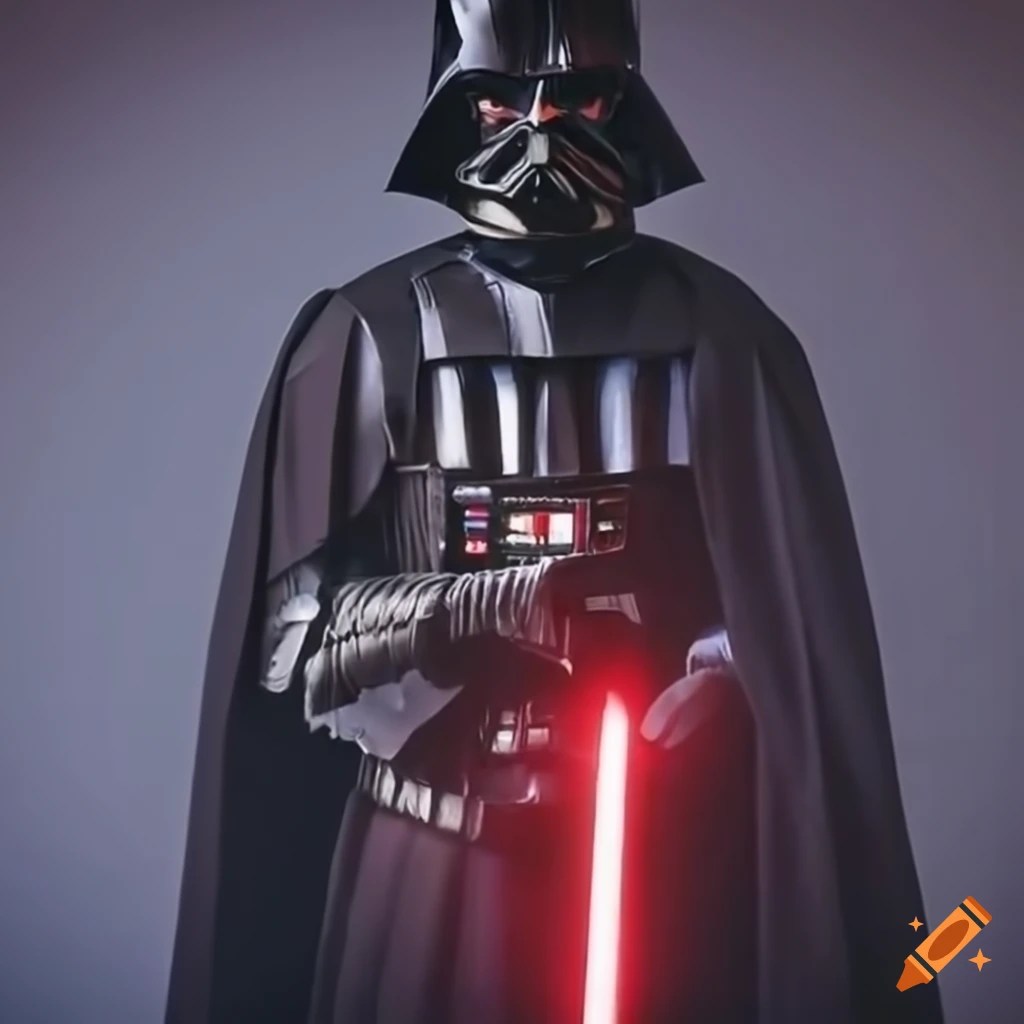 Darth vader in black armor holding a lightsaber with defeated emperor