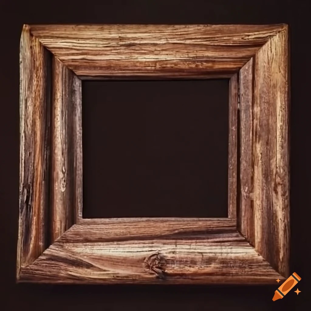 Square picture frame made from melting old wood on Craiyon
