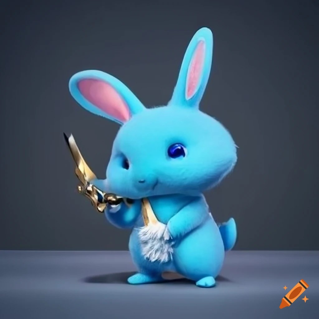 Blue bunny with a sword on Craiyon