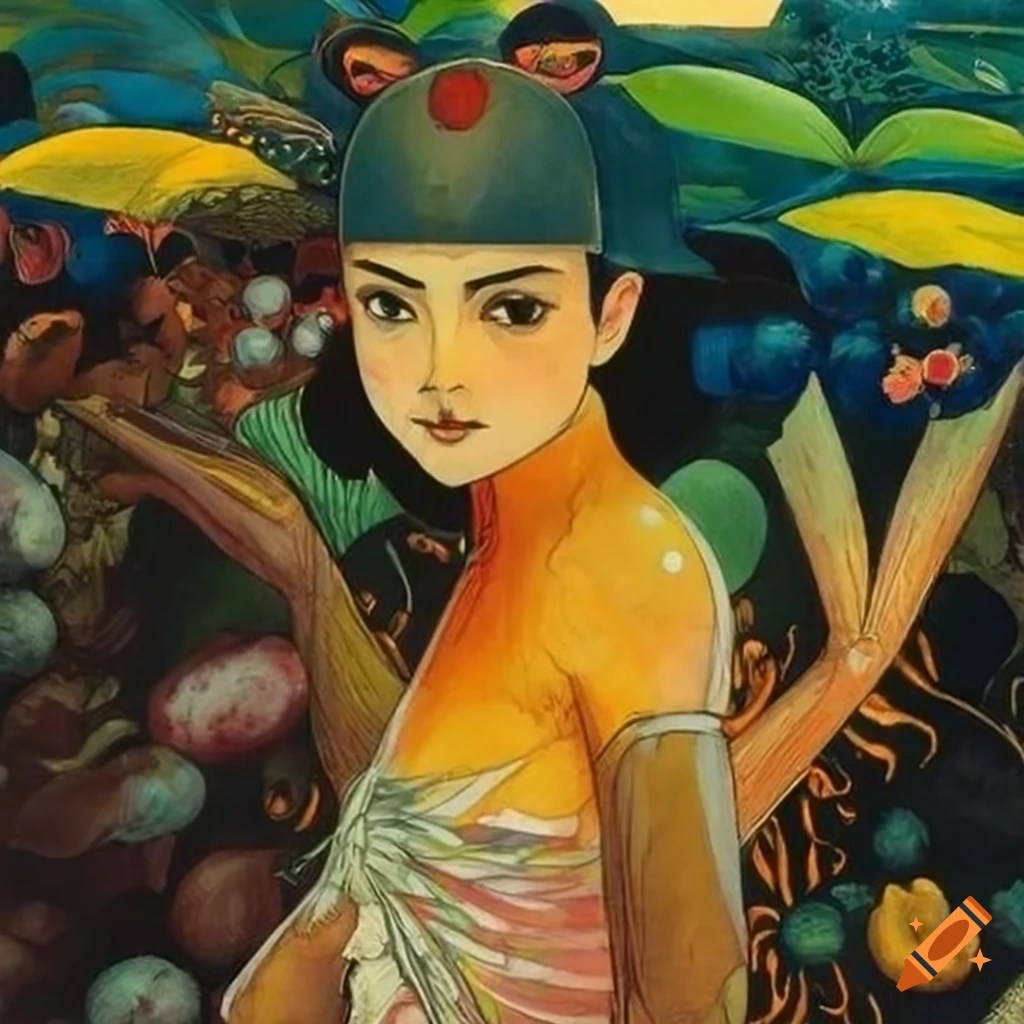 Long shot wide angle panorama painting of an oil well derrick in the