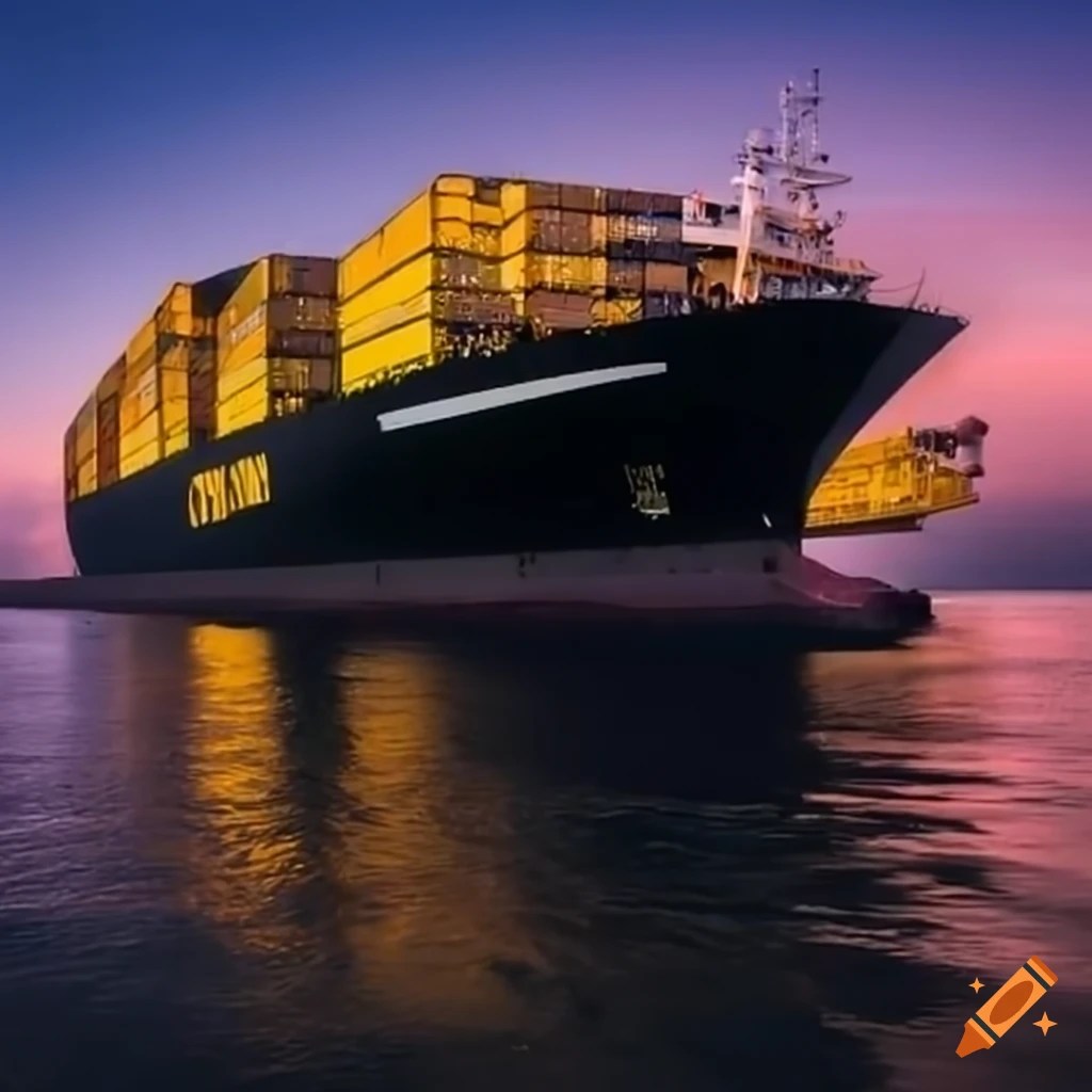 Black and yellow container ship on Craiyon