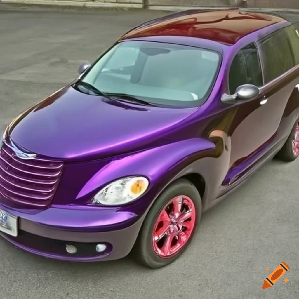 Red and dark purple shiny chrysler pt cruiser on Craiyon