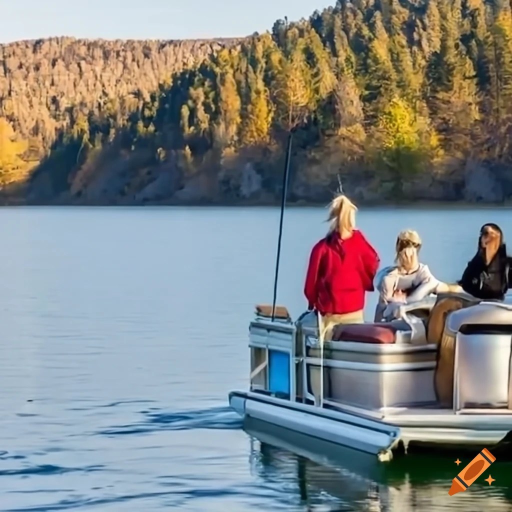 Blonde man and woman fishing on lake pardee reservoir in