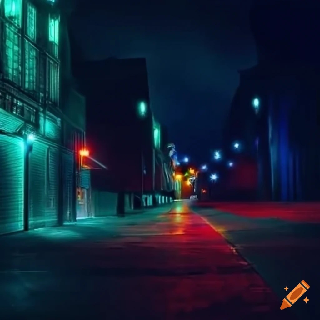 Colorful flashing lights in a late night universe on Craiyon