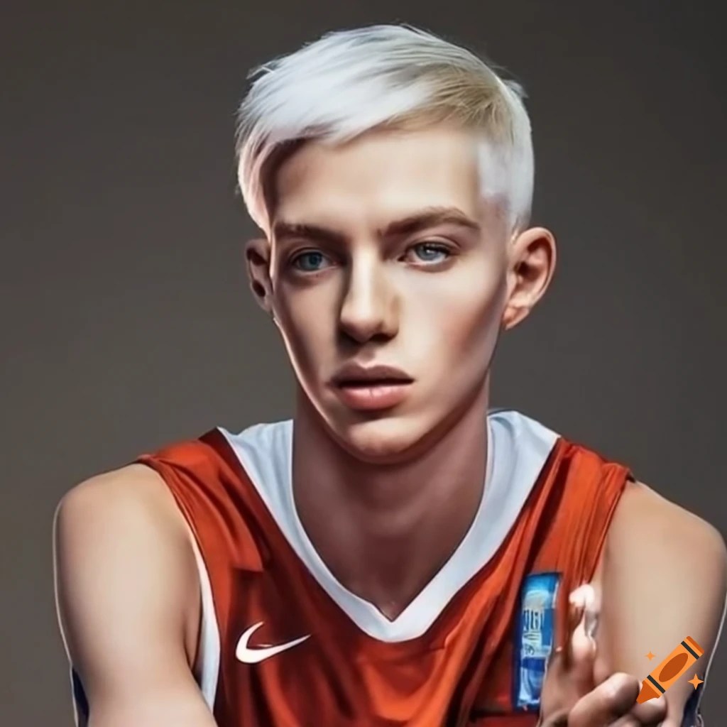European basketball player with short blond hair on Craiyon