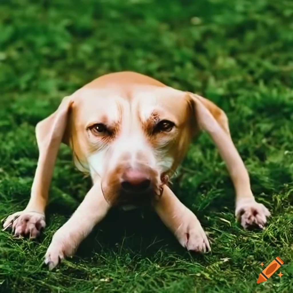 Dog chewing on grass on Craiyon