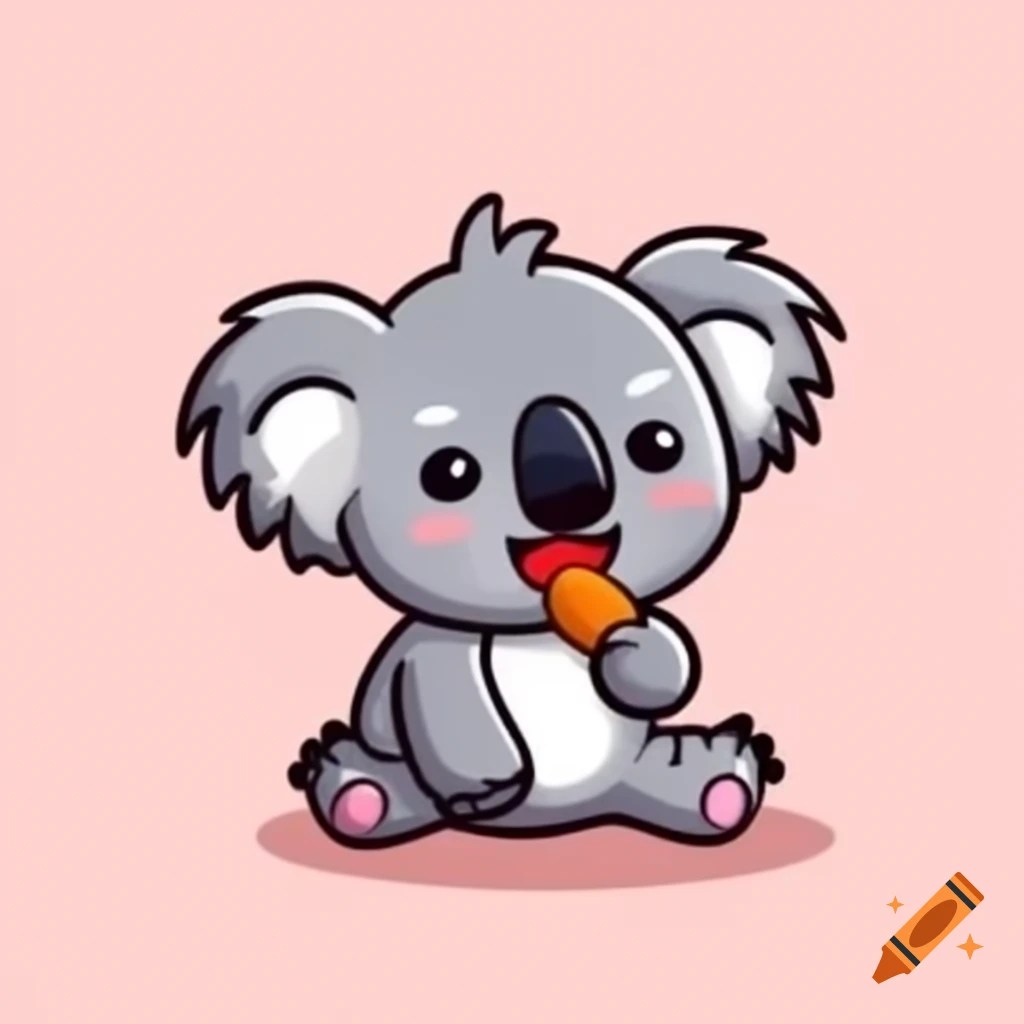 Cute cartoon koala with drooling mouth on Craiyon