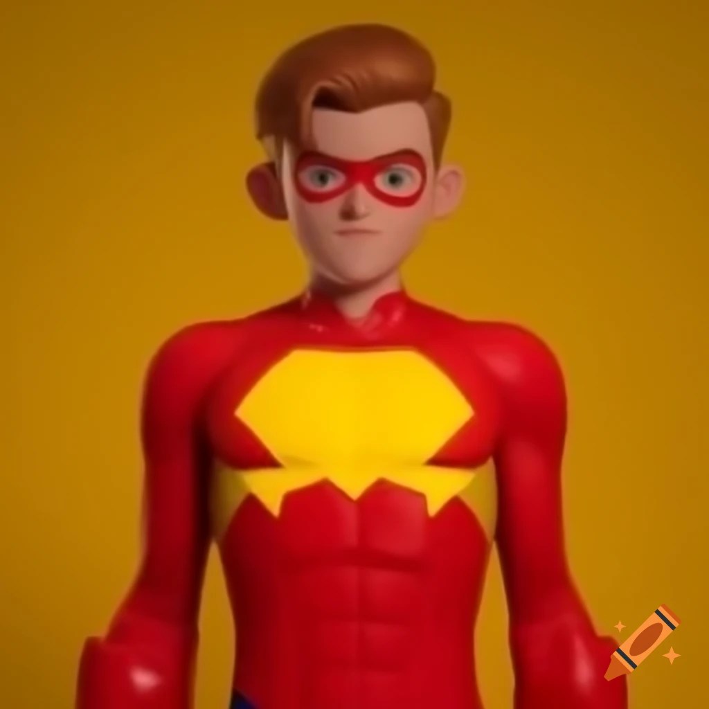 Superhero in red and yellow costume on Craiyon