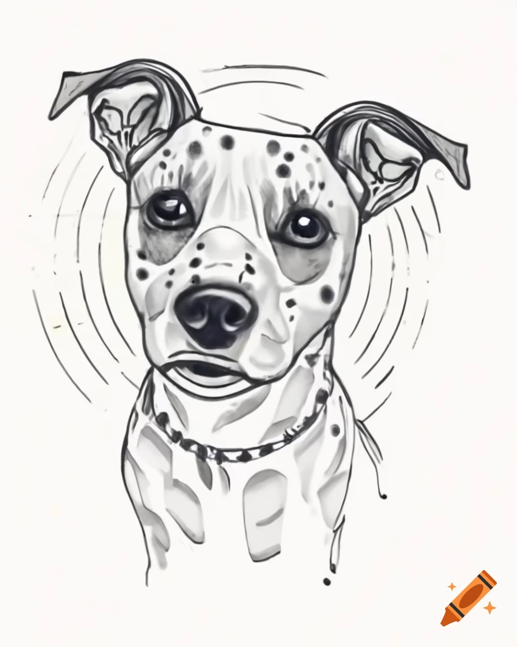 Cartoon dog sketch with unique patterns and lines on Craiyon