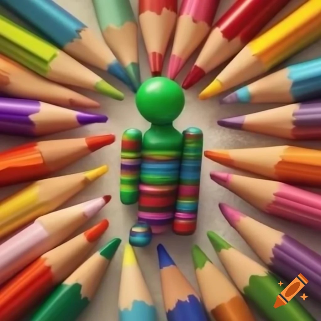 Artistic representation of a humanoid crayon on Craiyon