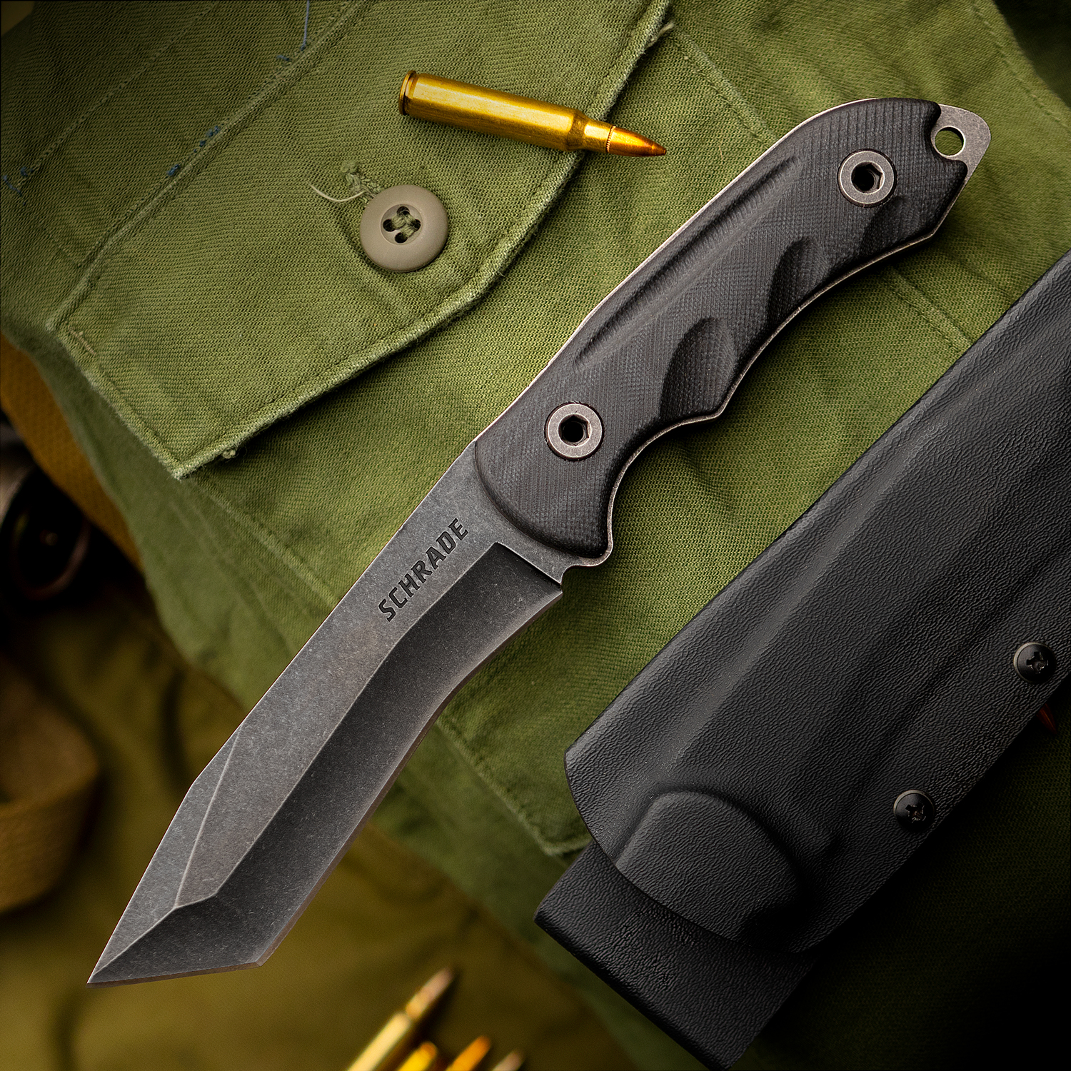 Schrade F12 Tactical Fixed Blade Knife 4.9" Black 8Cr13MoV Recurve