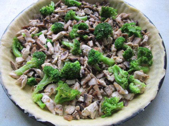 Лоранский пирог с курицей, грибами и брокколи receptishi