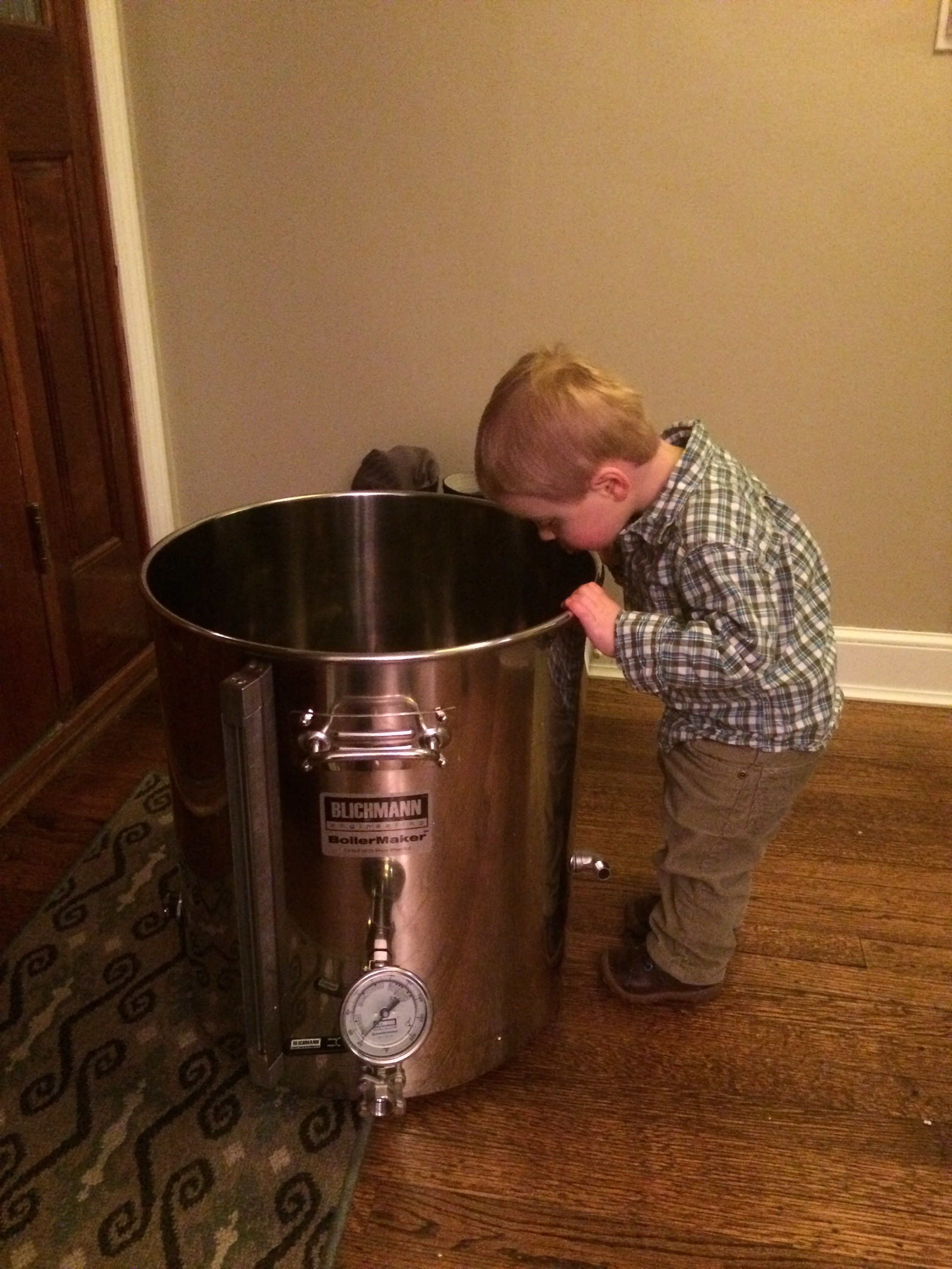 Assistant Brewer checking out our new electric brew kettle. Scott's Stuff