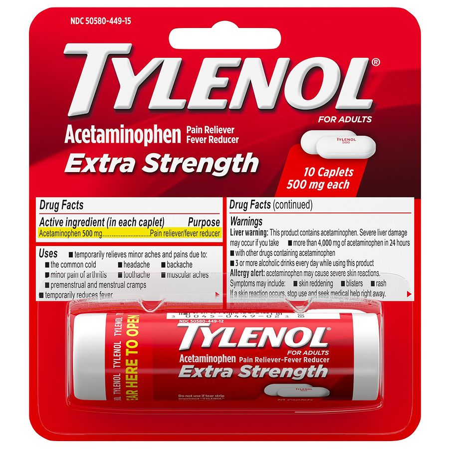 TYLENOL Extra Strength Caplets with Acetaminophen Walgreens