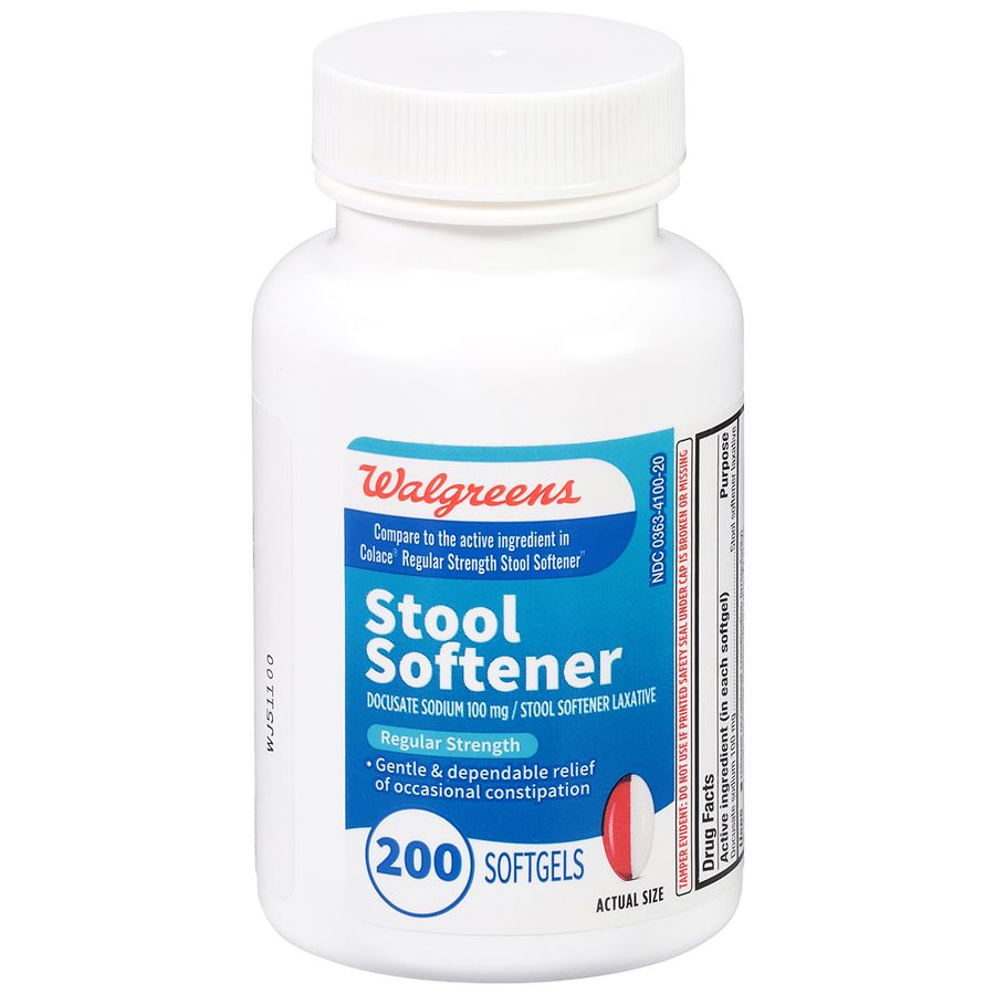 Walgreens Stool Softener 100 mg Softgels, Regular Strength Walgreens