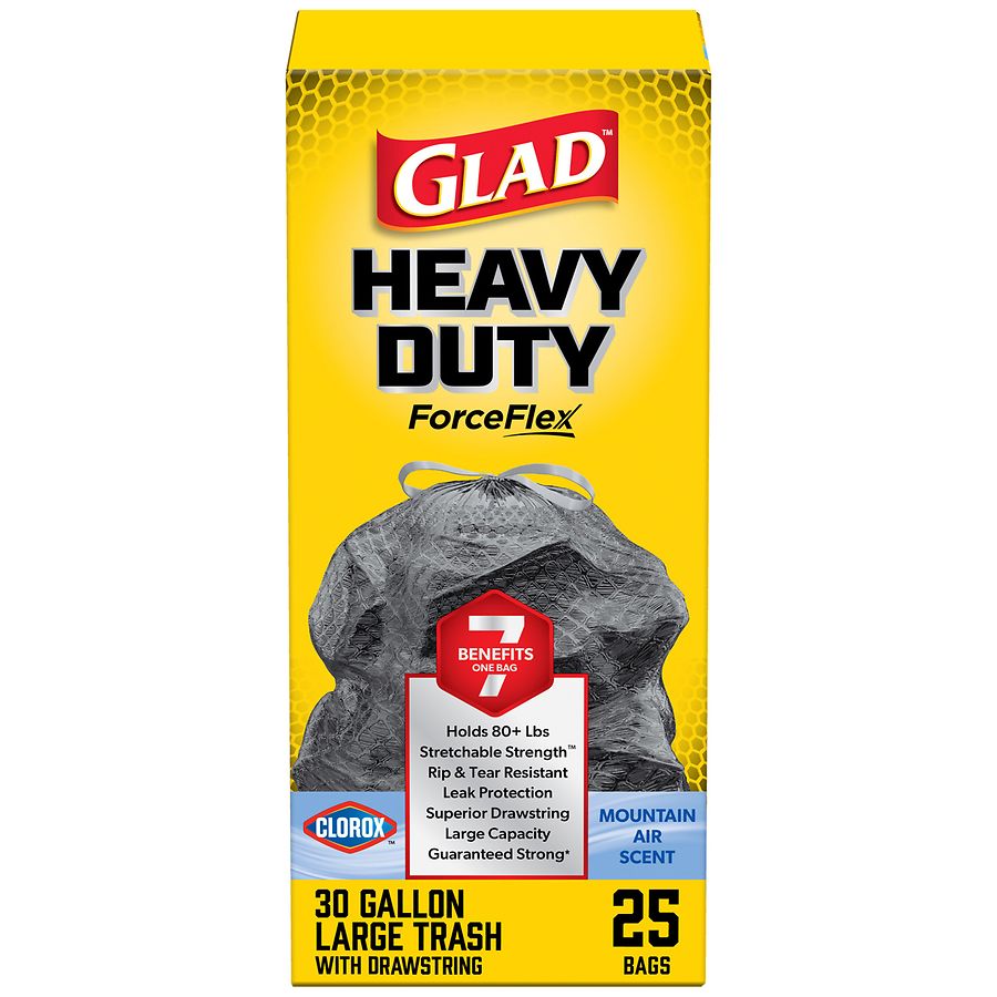 Glad Large Drawstring Trash Bags, ForceFlex with Clorox Mountain Air